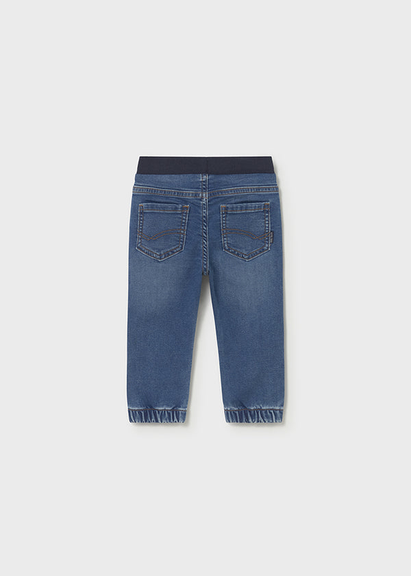 Pantaloni In Jeans Blu Con Laccio Regolabile