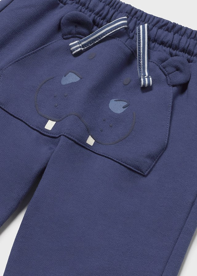 Pantaloni Jogger Blu Con Tasca Ippopotamo