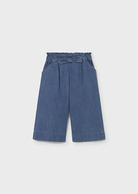 Pantaloni Blu Gamba Larga Con Vita Elasticizzata