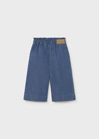 Pantaloni Blu Gamba Larga Con Vita Elasticizzata