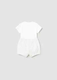 Set 4 Pezzi Neonata Bianco E Grigio 2 Body E 2 Shorts