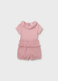 Set 4 Pezzi Neonata Bianco E Rosa 2 Body E 2 Shorts
