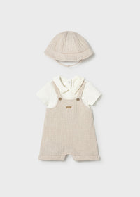 Set 3 Pezzi Neonato In Mussola Beige