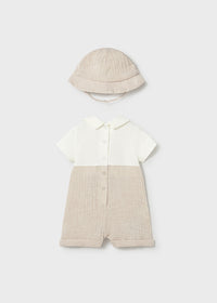 Set 3 Pezzi Neonato In Mussola Beige