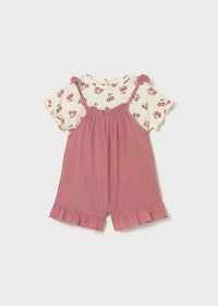 Completo Con T-Shirt E Salopette Rosa