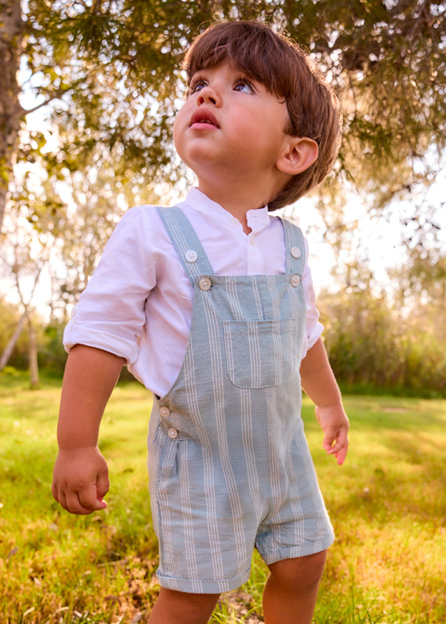 Salopette Corta Azzurro A Righe