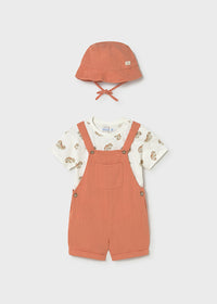 Completo 3 Pezzi Salopette T-Shirt E Cappellino Safari