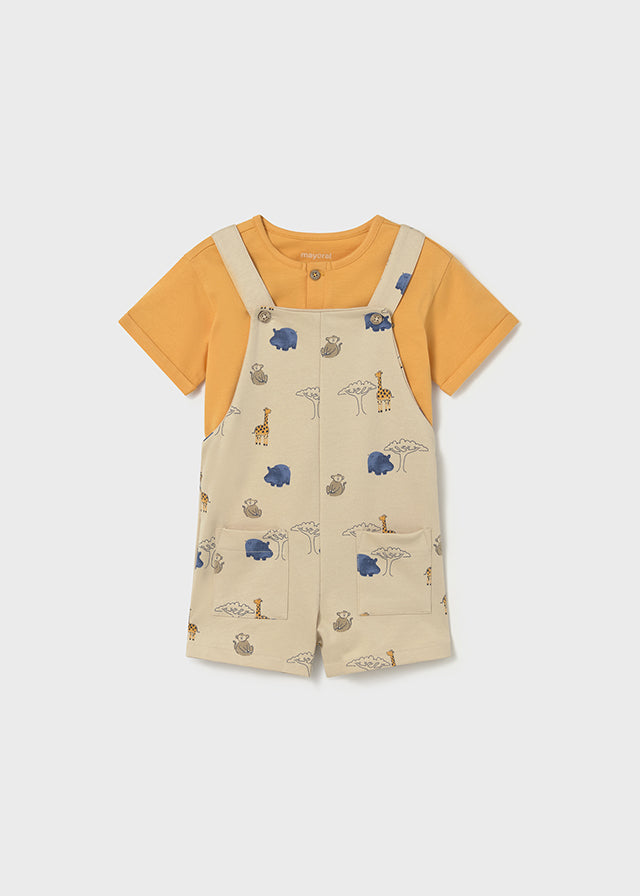 Completo 2 Pezzi Safari T-Shirt Gialla E Salopette