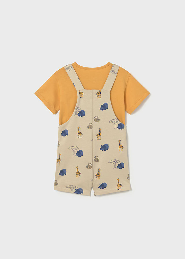 Completo 2 Pezzi Safari T-Shirt Gialla E Salopette