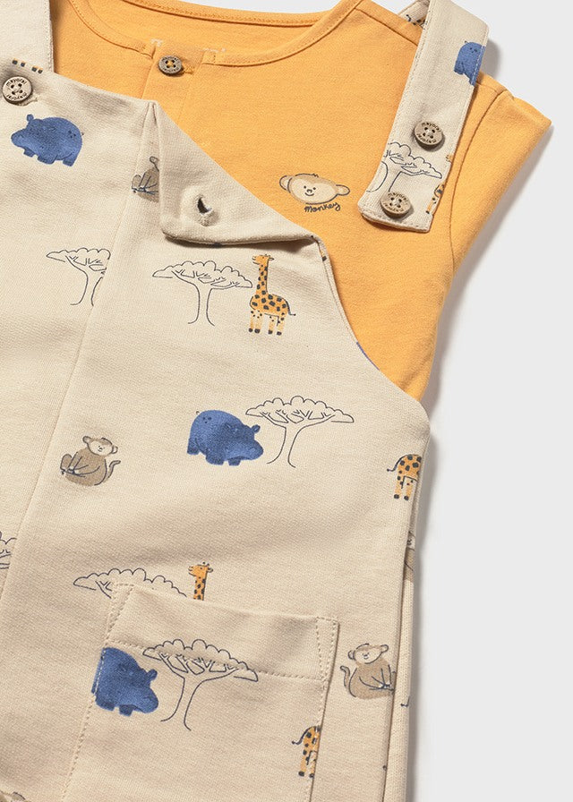 Completo 2 Pezzi Safari T-Shirt Gialla E Salopette