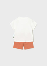 Completo 2 Pezzi T-Shirt E Shorts Color Pesca