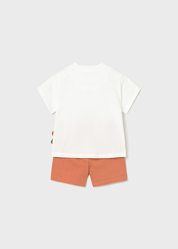 Completo 2 Pezzi T-Shirt E Shorts Color Pesca