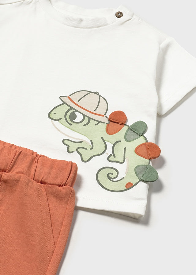 Completo 2 Pezzi T-Shirt E Shorts Color Pesca