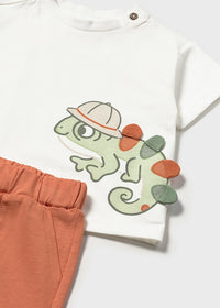 Completo 2 Pezzi T-Shirt E Shorts Color Pesca