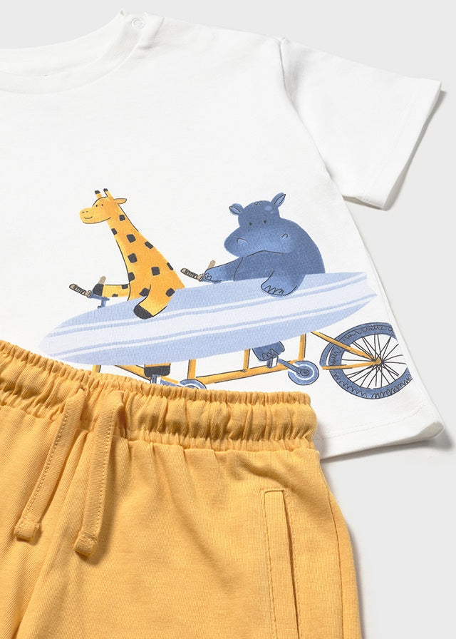 Completo 2 Pezzi T-Shirt E Shorts Gialli