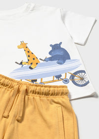 Completo 2 Pezzi T-Shirt E Shorts Gialli