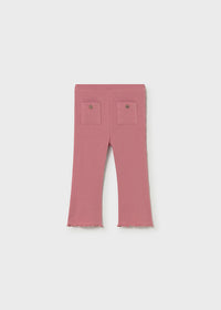 Pantaloni A Zampa In Maglia A Costine Rosa Antico