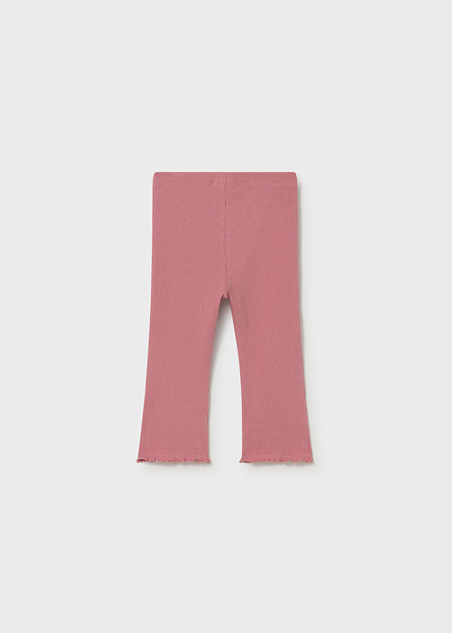 Pantaloni A Zampa In Maglia A Costine Rosa Antico