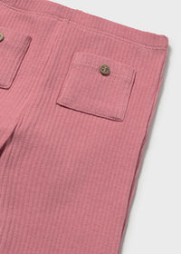 Pantaloni A Zampa In Maglia A Costine Rosa Antico