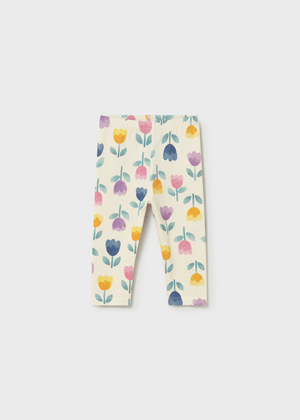 Leggings Bimba In Cotone Con Stampa Tulipani