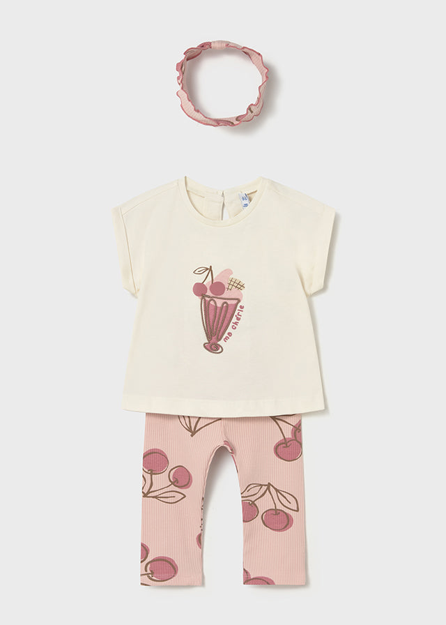 Completo Estivo Rosa Con Stampa Ciliegie