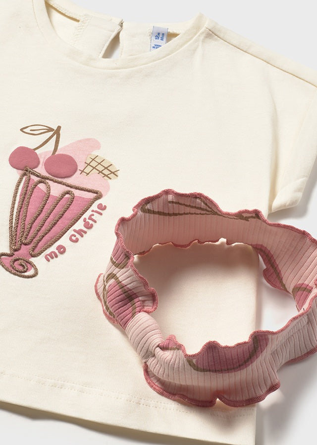 Completo Estivo Rosa Con Stampa Ciliegie