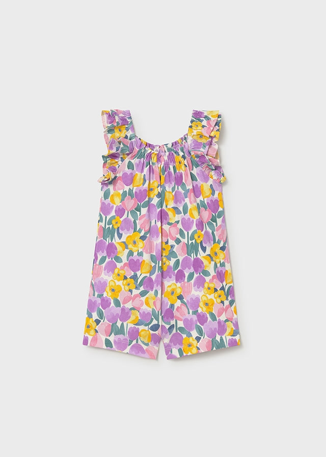 Tutina Estiva Con Stampa Tulipani All-Over