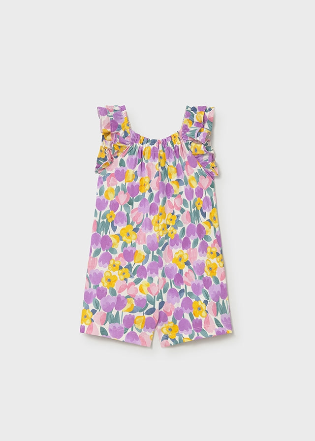 Tutina Estiva Con Stampa Tulipani All-Over