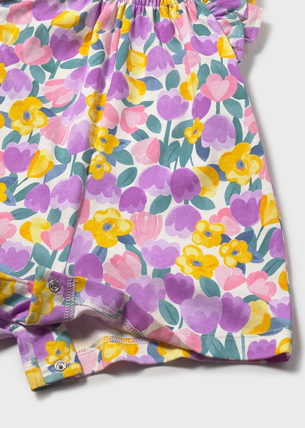 Tutina Estiva Con Stampa Tulipani All-Over