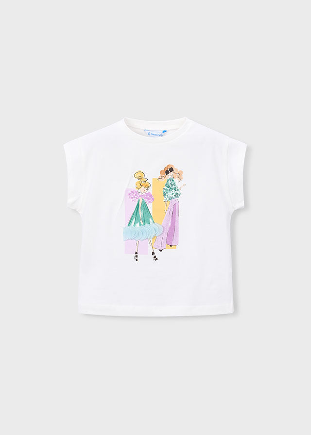 Maglia Bianca Bimba Con Grafica