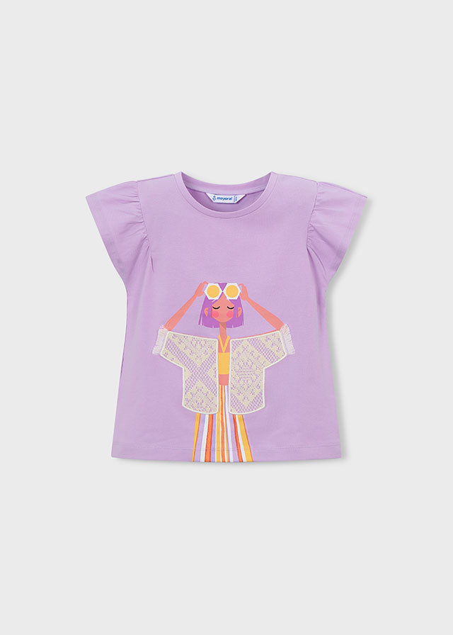 T-Shirt Lilla Con Grafica