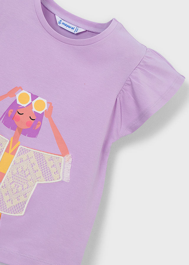 T-Shirt Lilla Con Grafica