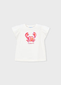 T-Shirt Bianca Con Maniche A Volant