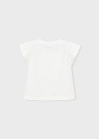 T-Shirt Bianca Con Maniche A Volant