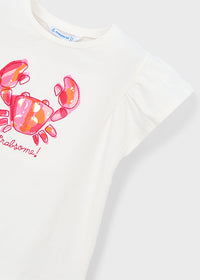T-Shirt Bianca Con Maniche A Volant
