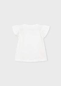 T-Shirt Bianca Con Maniche A Volant E Sirena Pop