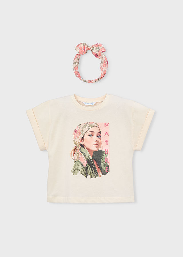 T-Shirt Con Grafica E Fascia A Fiori