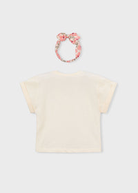 T-Shirt Con Grafica E Fascia A Fiori