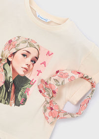 T-Shirt Con Grafica E Fascia A Fiori