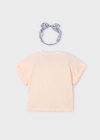 T-Shirt Con Fiore Ad Acquerello E Fascia