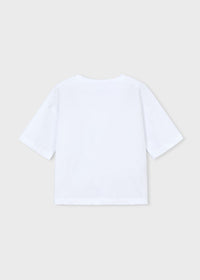 T-Shirt Bianca Con Fiori Rosa