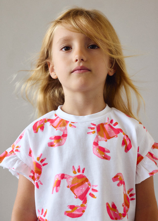 T-Shirt Bianca Con Stampa Granchietti
