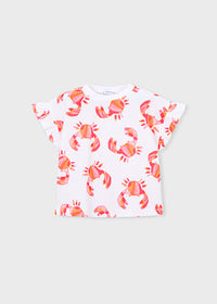 T-Shirt Bianca Con Stampa Granchietti