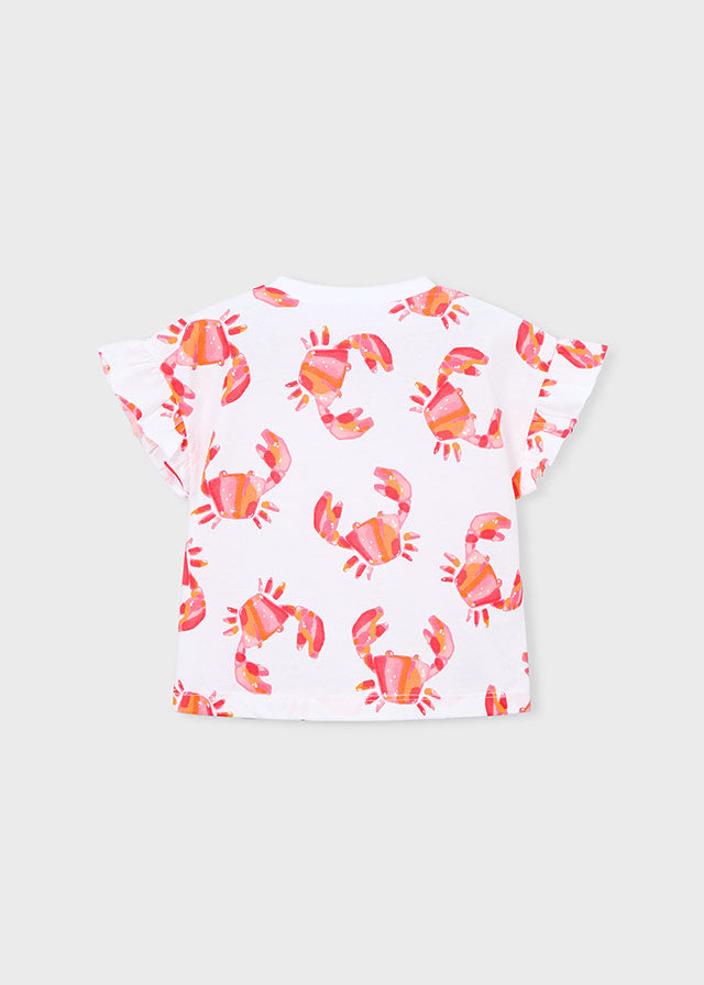 T-Shirt Bianca Con Stampa Granchietti