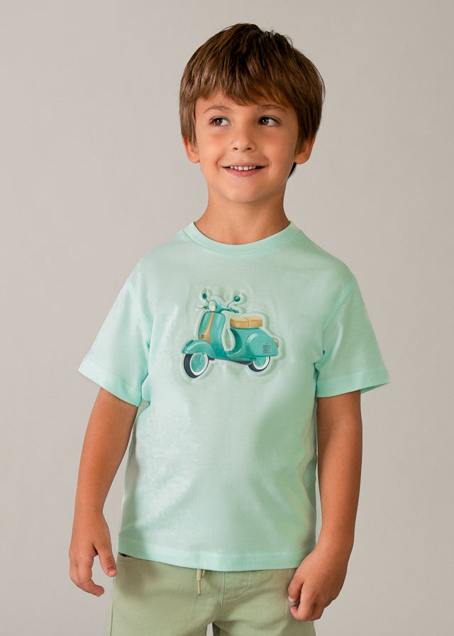 T-Shirt Verde Acqua Con Stampa Vespa Style