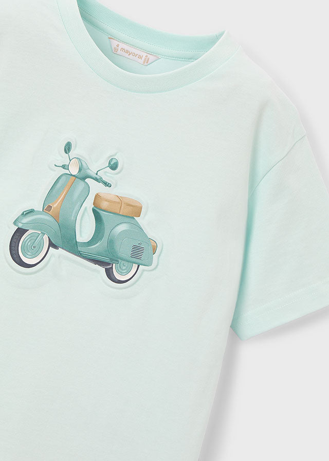 T-Shirt Verde Acqua Con Stampa Vespa Style