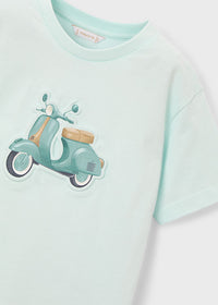 T-Shirt Verde Acqua Con Stampa Vespa Style