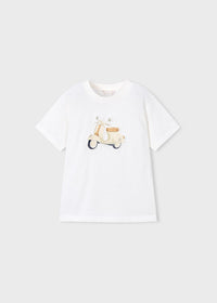 T-Shirt Bianca Con Stampa Vespa Style