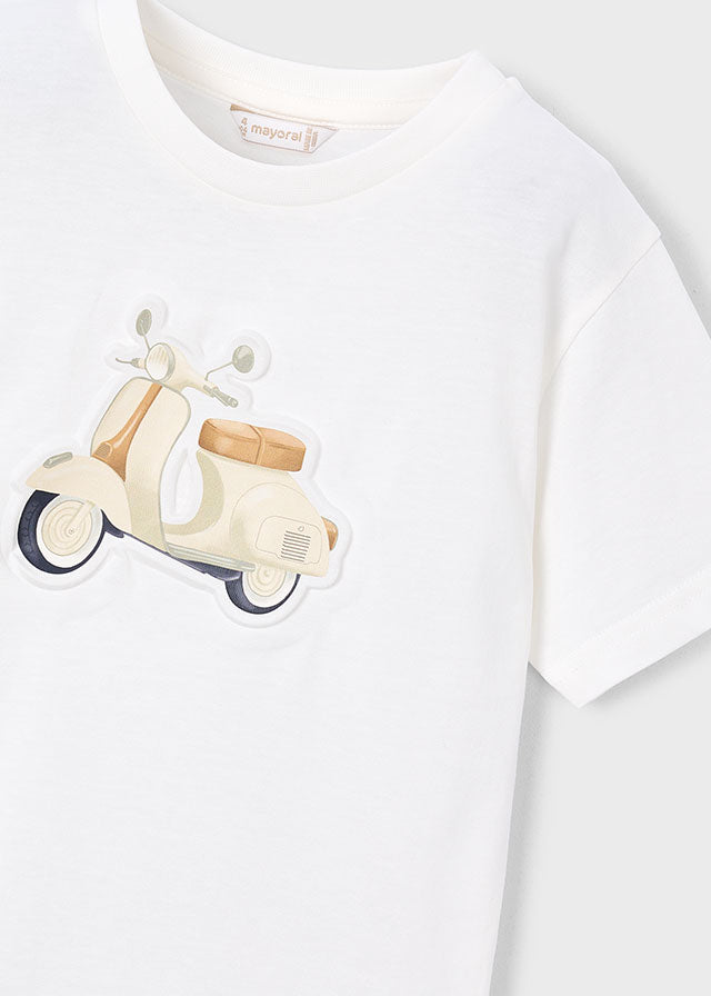 T-Shirt Bianca Con Stampa Vespa Style