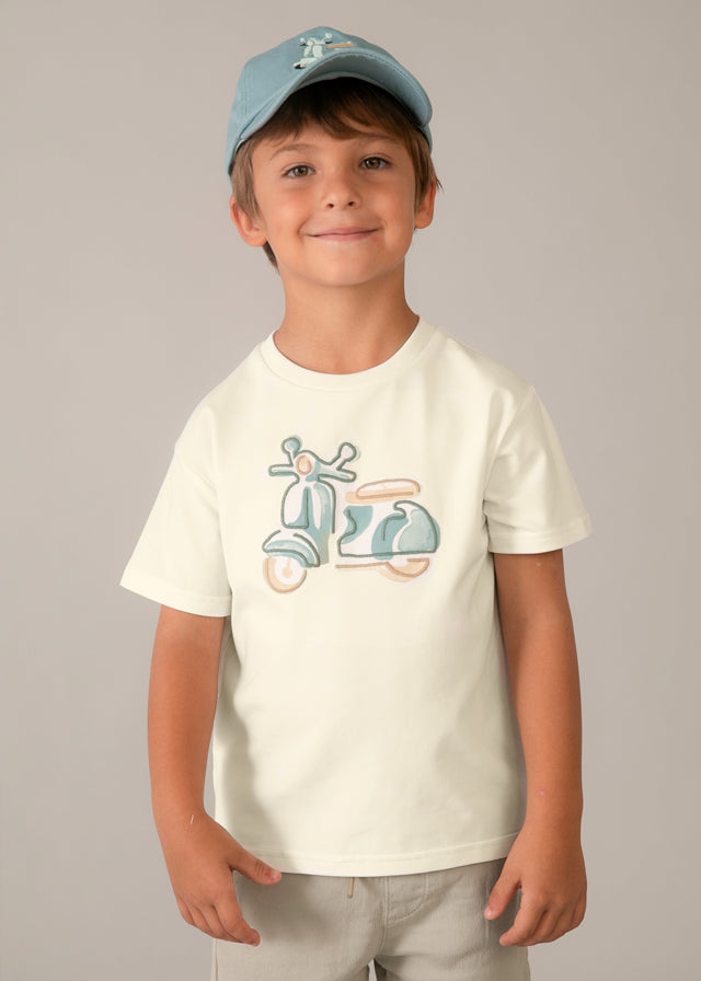 T-Shirt Beige Con Stampa Vespa Style